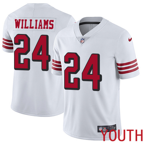 San Francisco 49ers Limited White Youth K Waun Williams NFL Jersey #24 Rush Vapor Untouchable->youth nfl jersey->Youth Jersey